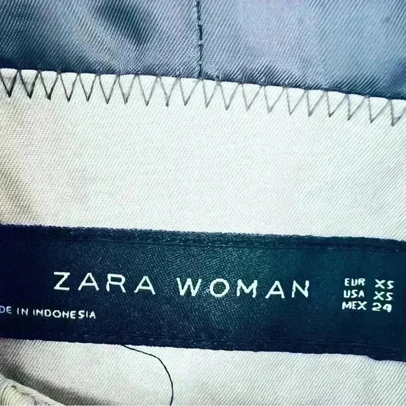 ZARA BEIGE DOUBLE BREAST TRENCH NYLON WATERPROOF  COAT SIZE XS - Picture 15 of 15